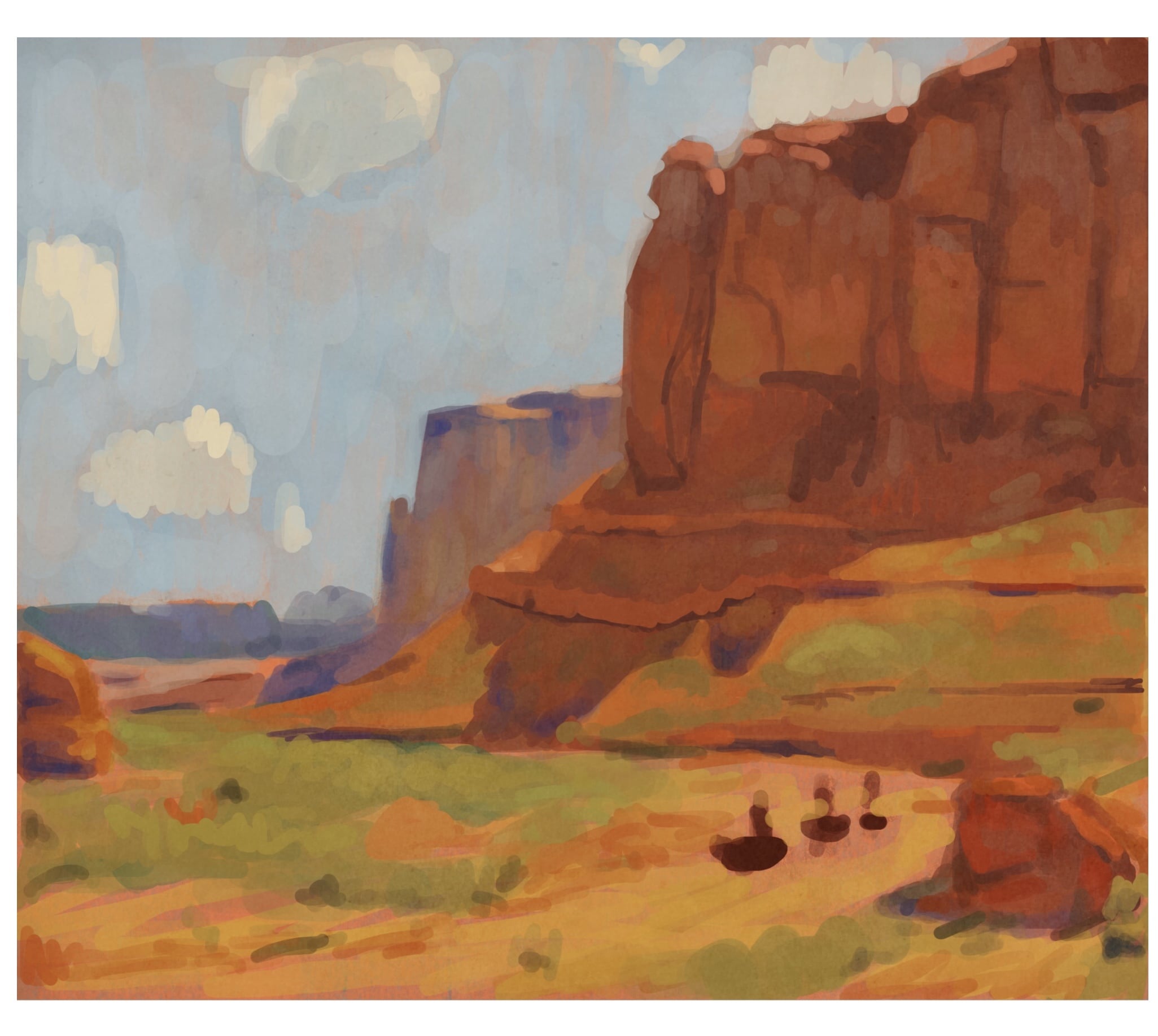 A painting of desert landscape.